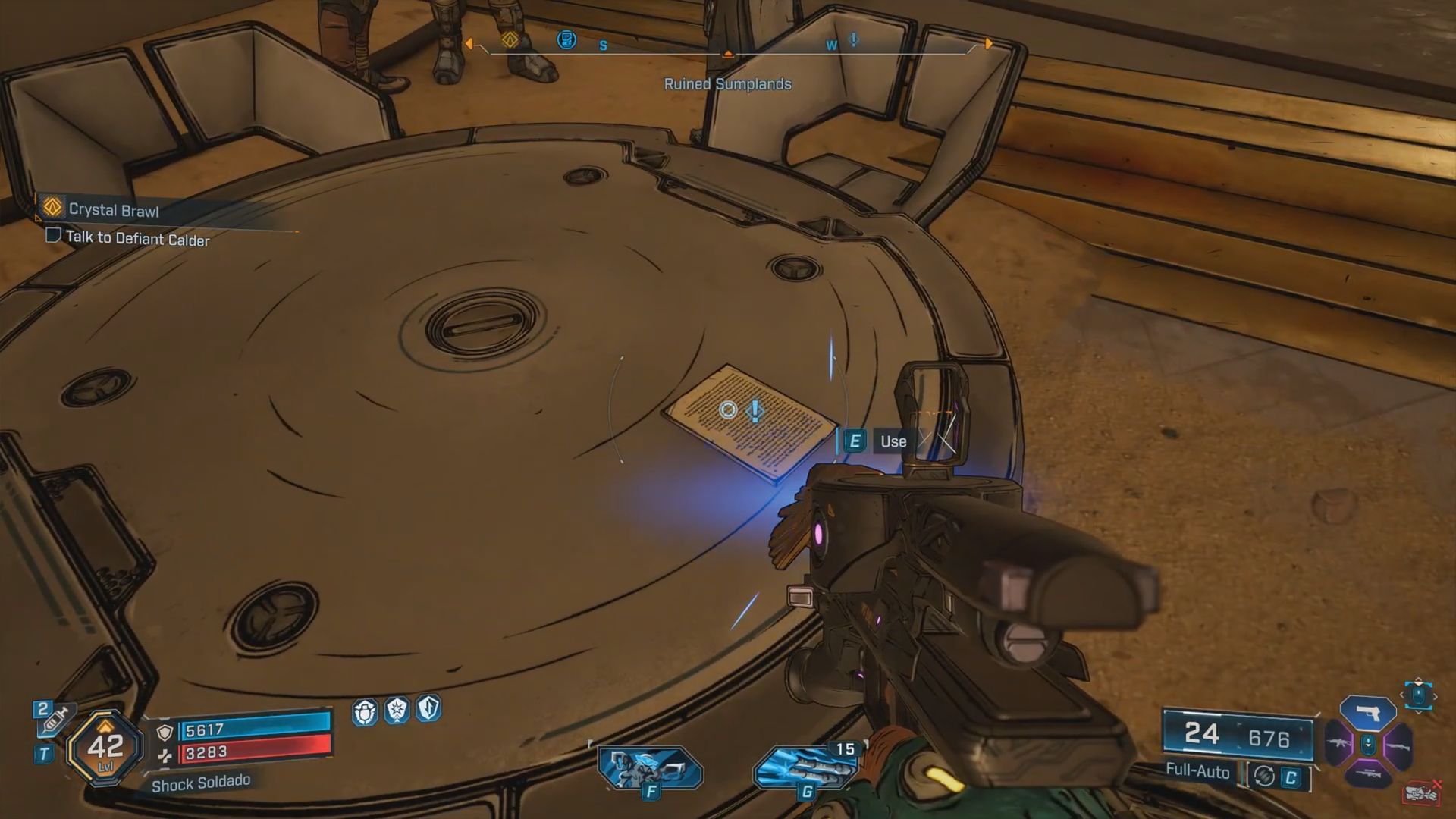 To begin the quest, you will need to interact with the letter on the table just ahead of the entrance (Image via Gearbox Software)