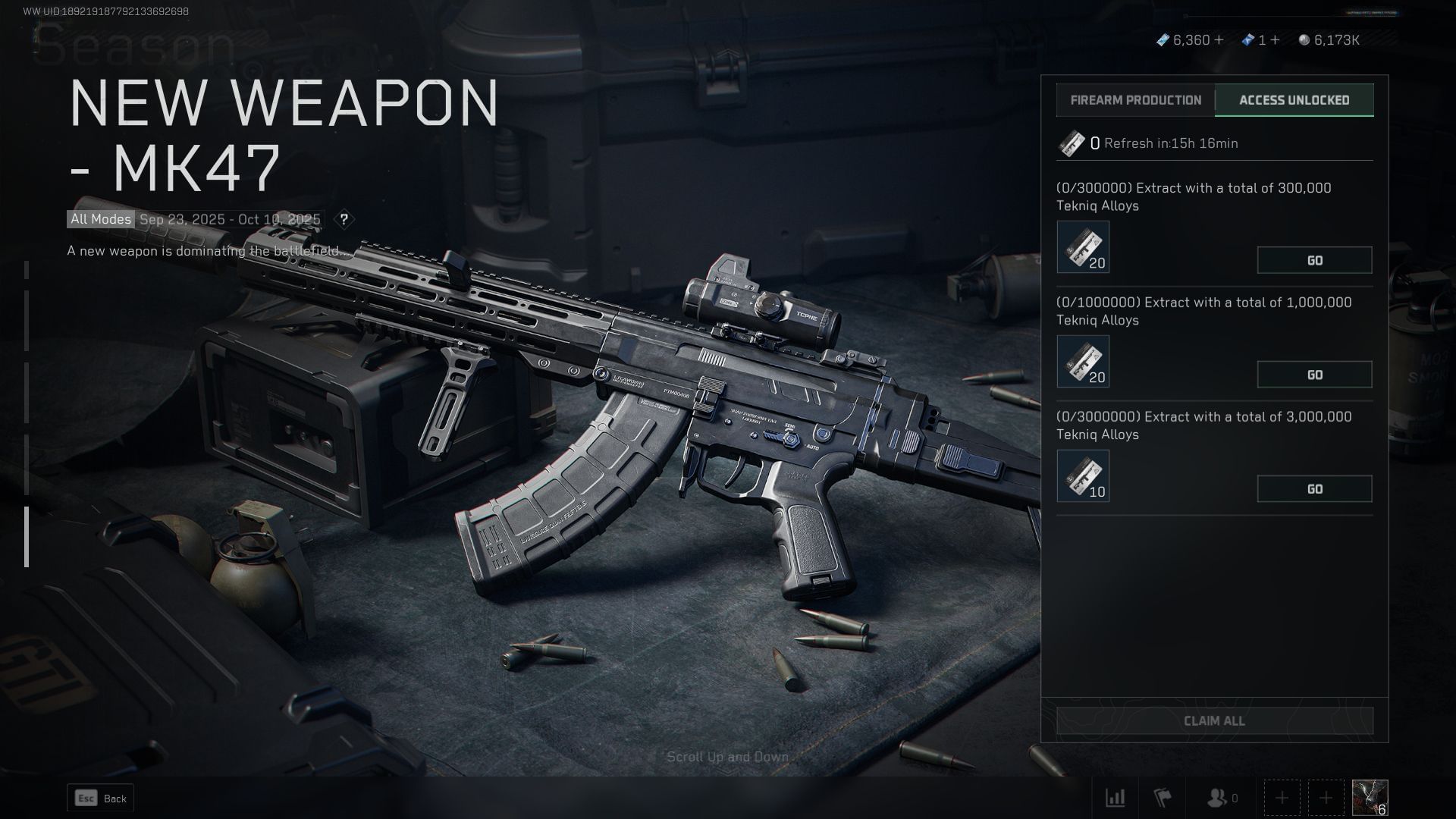 Challenges for weapon unlock points in Operations (Image via Sportskeeda Gaming || TiMi Studio Group)