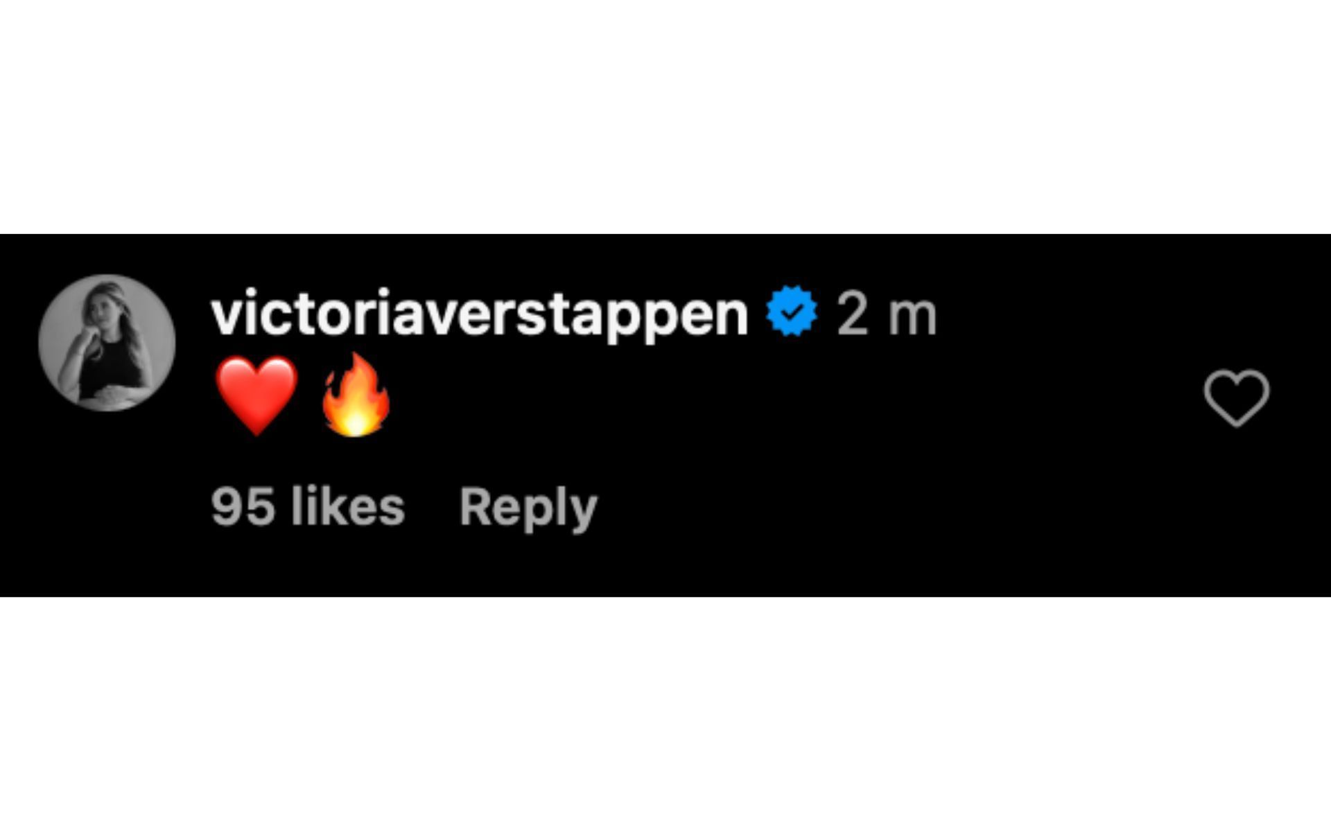 Victoria Verstappen&#039;s comment on Max Verstappen&#039;s Italian GP triumph Instagram post | Source: Instagram/@maxverstappen1