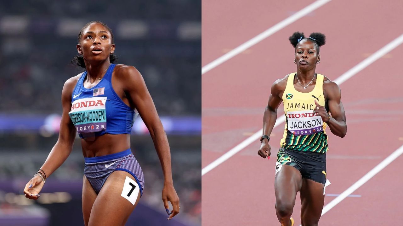Melissa Jefferson-Wooden and Shericka Jackson at the World Athletics Championships 2025 (Image via: Both Getty)