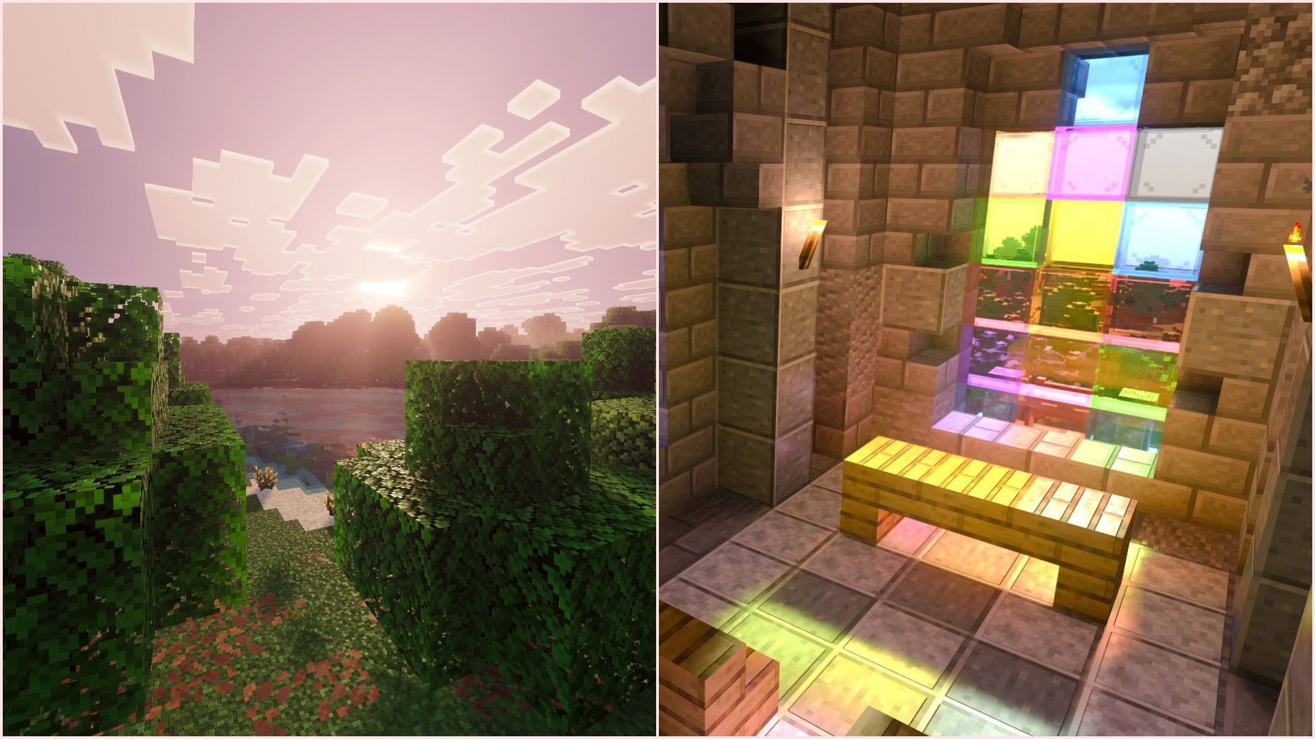 Vibrant Visuals and RTX packs are massively different from one another (Image via Sportskeeda Gaming || Mojang Studios || CurseForge/Vanilla RTX)