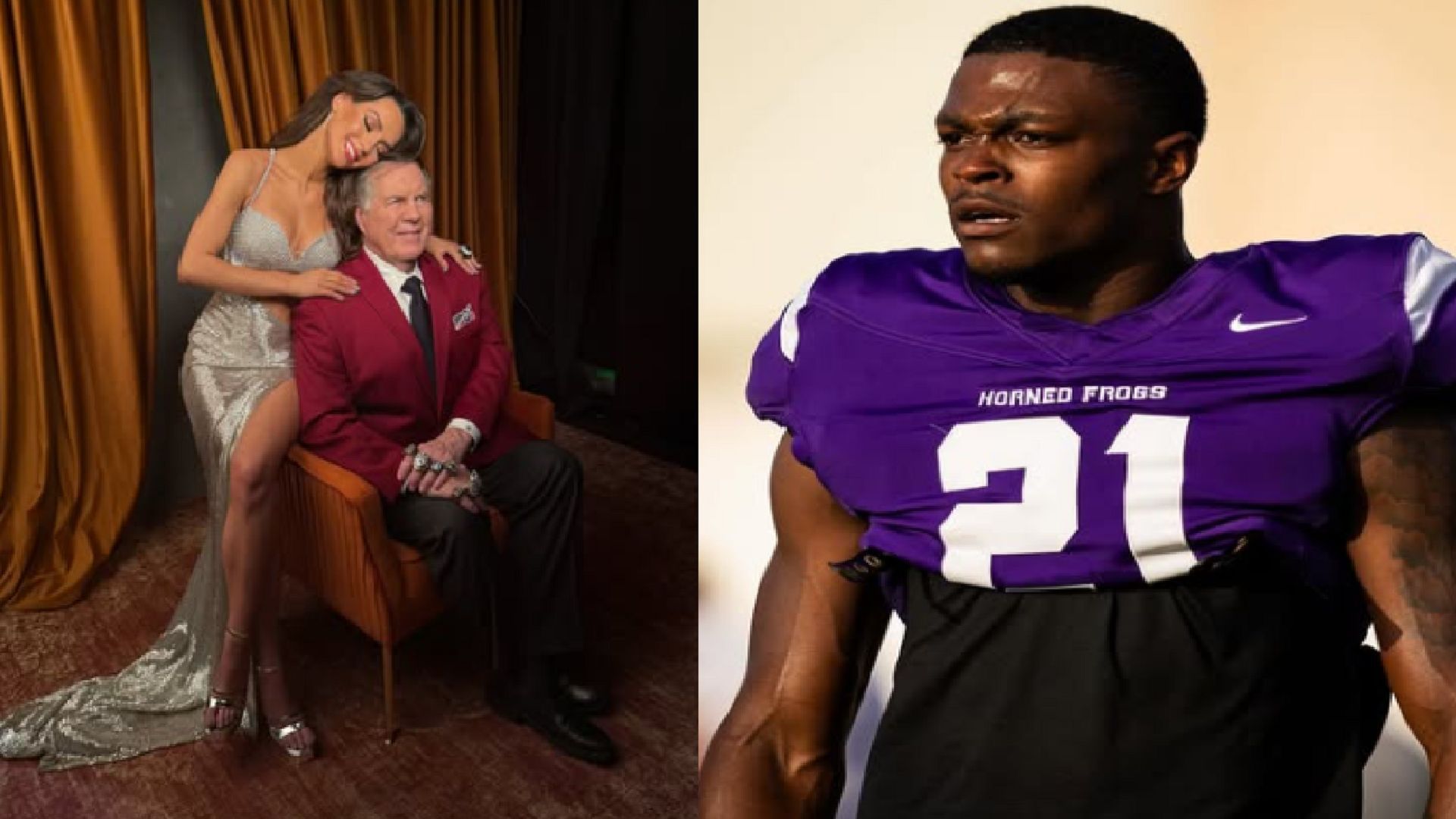 An image of Jordon Hudson, Bill Belichick, and Ja