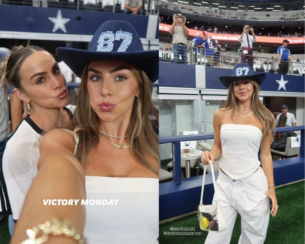 Jake Ferguson&rsquo;s fianc&eacute;e Haley Cavinder drops 2-word reaction sharing selfie with twin sister Hanna in Cowboys TE-inspired hat [IG/@haleycavinder]