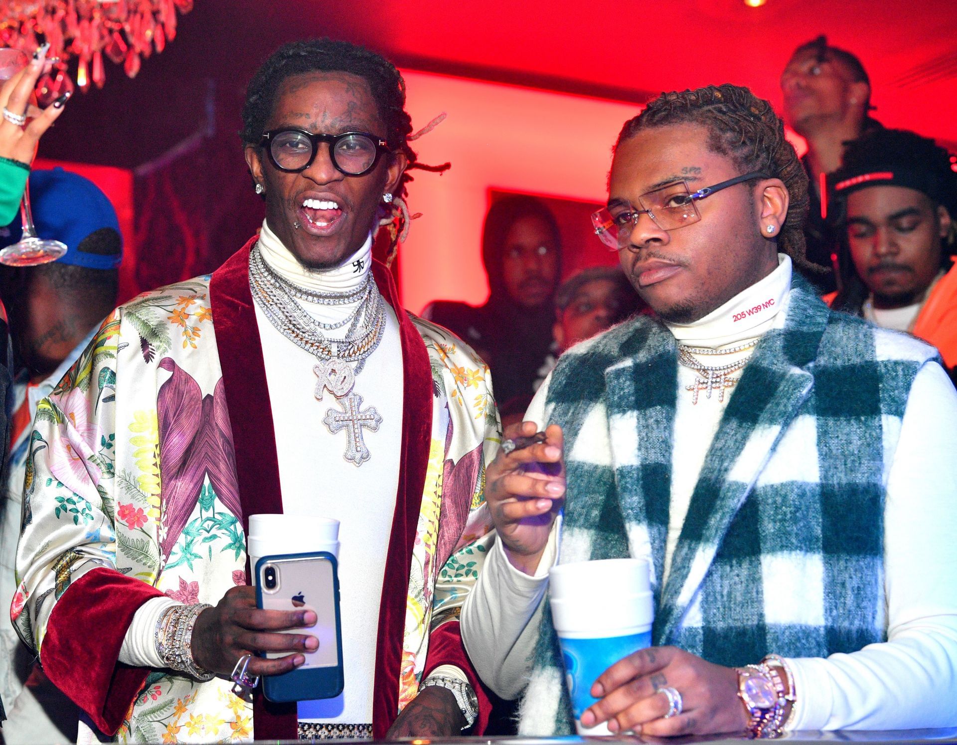 Young Thug and Gunna at the latter&#039;s &quot;Drip or Drown 2&quot; Album Release Party (Image via Getty Images)