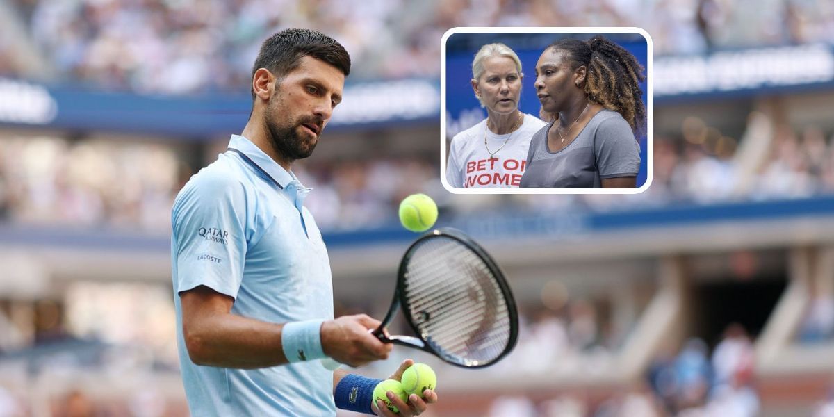 Novak Djokovic (left), Rennae Stubbs and Serena Williams (inset), Sources: Getty