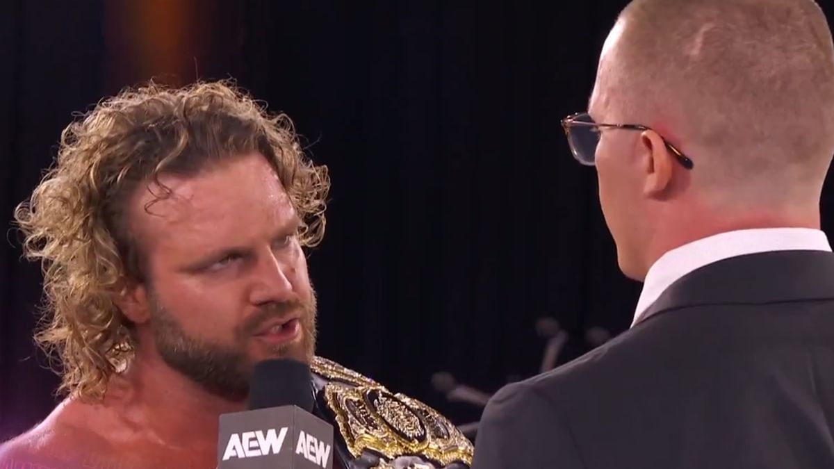 Hangman Adam Page confronting his next challenger on AEW Dynamite (Image via AEW