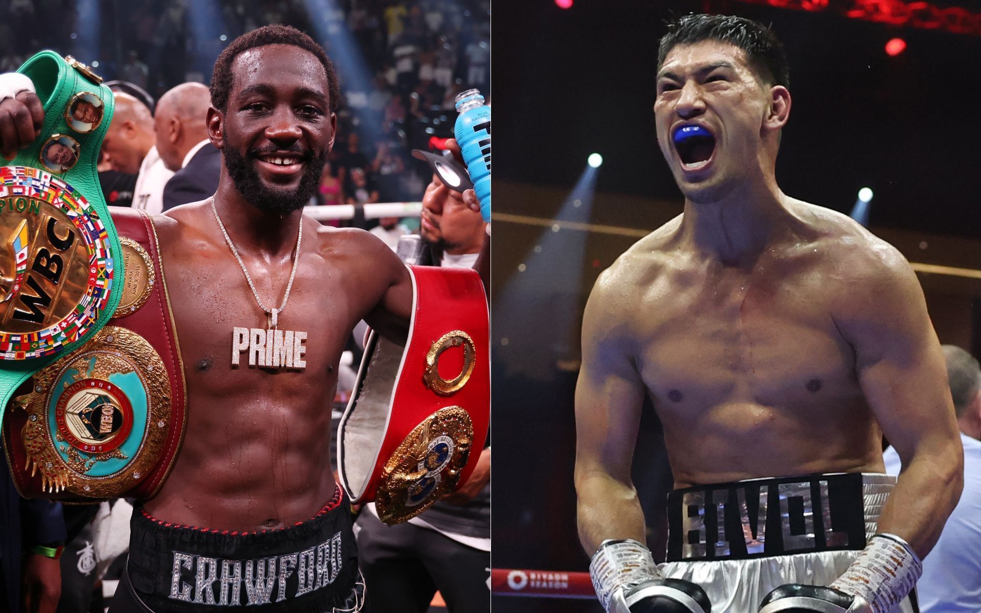 Terence Crawford (left) earns high praise from Bmitry Bivol (right). [Images courtesy: Getty Images]