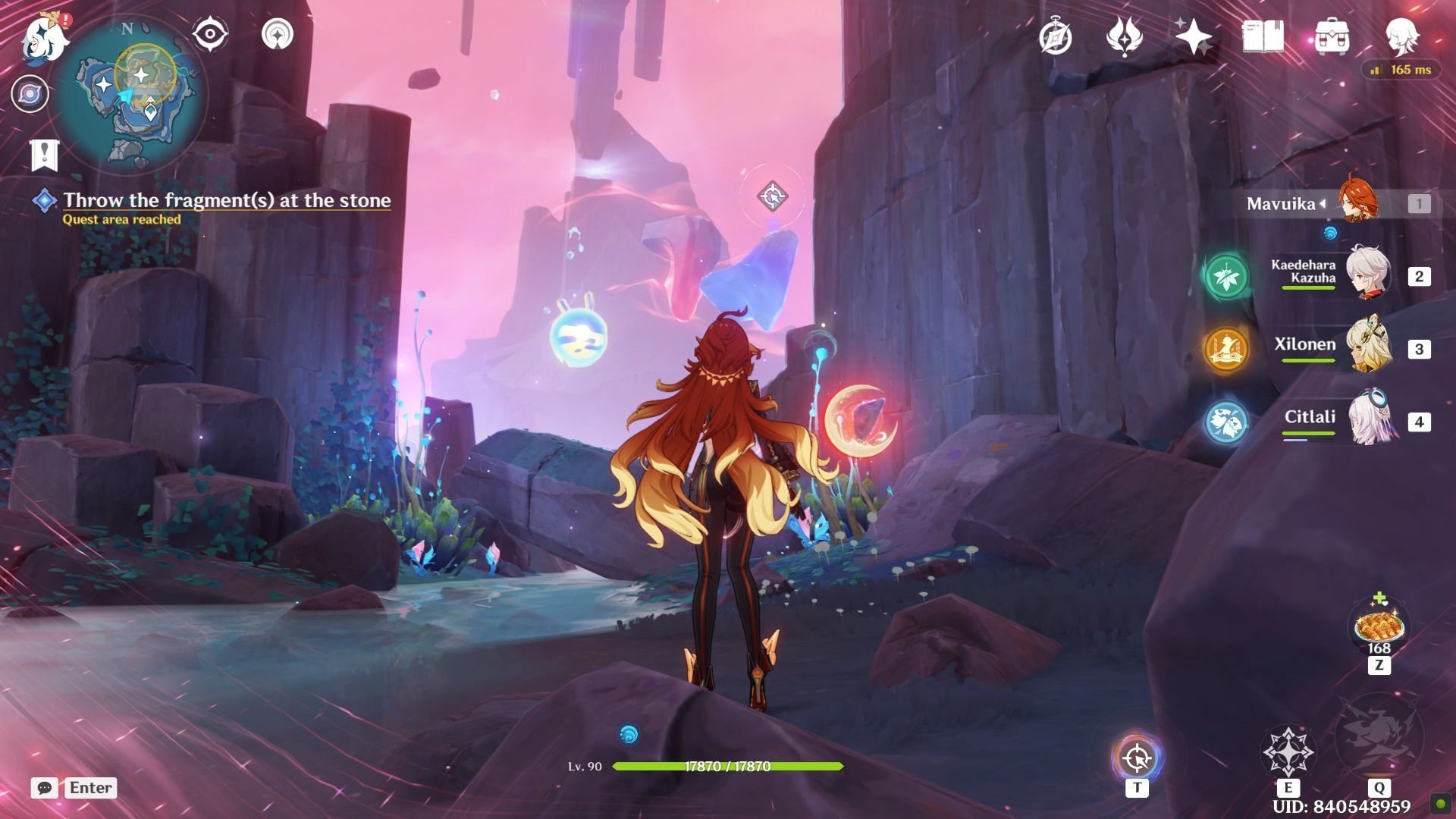 Go outside and throw the fragment at the stone (Image via HoYoverse)