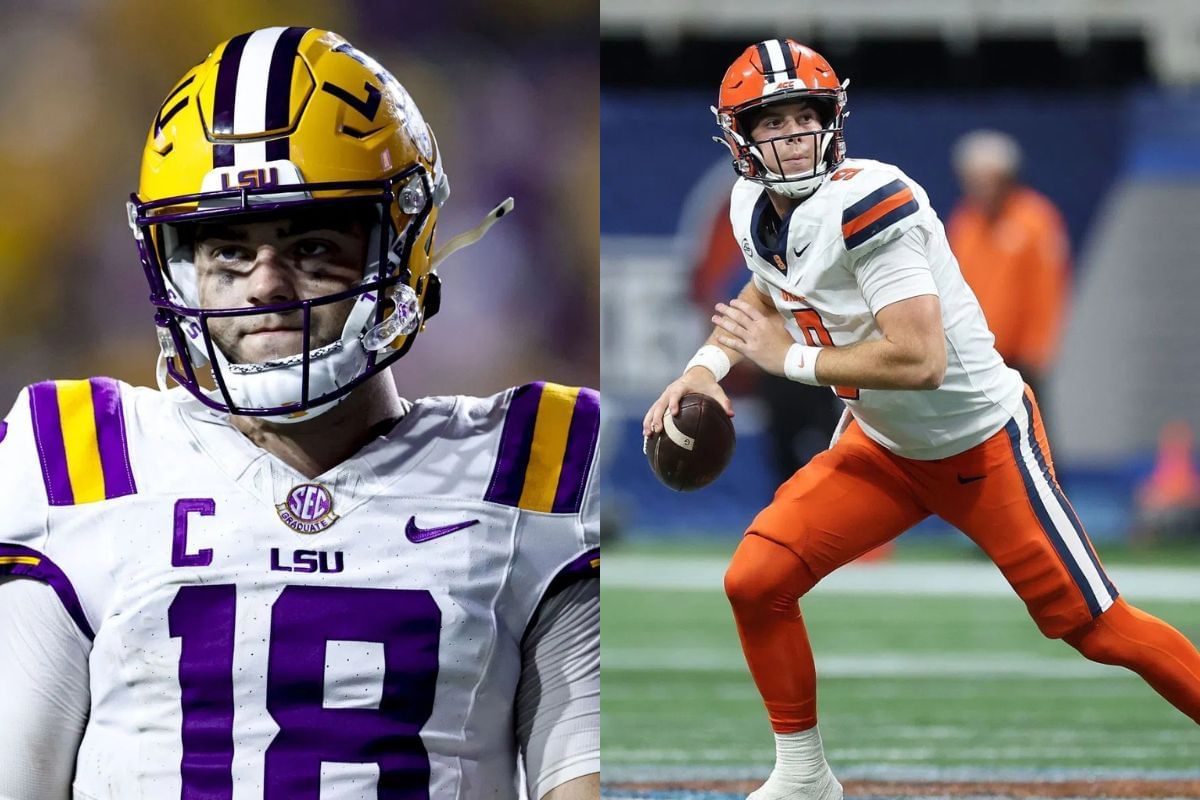 LSU QB Garrett Nussmeier drops 3-word reaction after Syracuse QB Steve Angeli shares a major update about his surgery (Image Credits - IMAGN/GETTY)