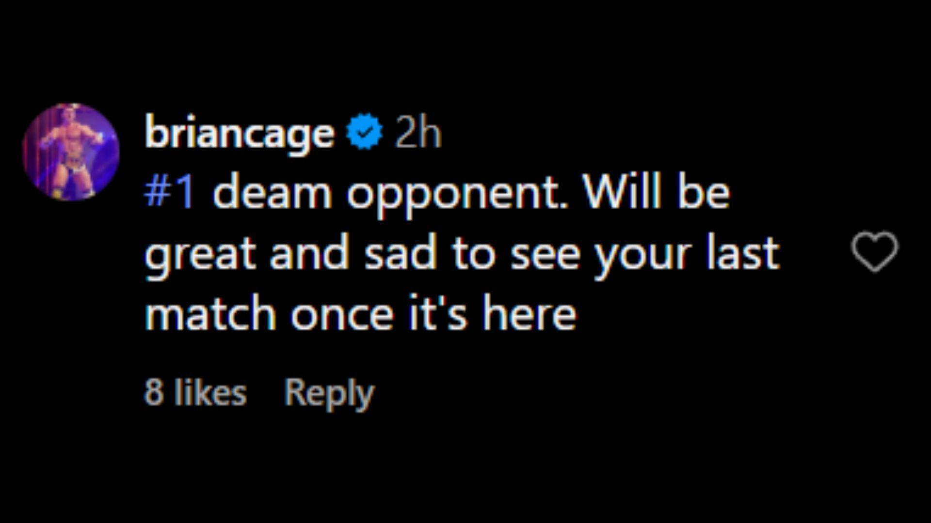 Brian Cage sends a message to Styles. (Image via Styles' Instagram)
