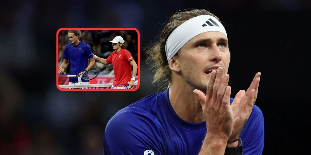 Alexander Zverev (background), Zverev and Alex de Minaur (inset), Sources: Getty