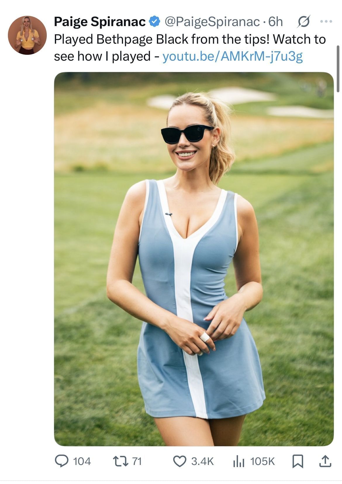 Spiranac&rsquo;s tweet on X _ Image Source: X/@PaigeSpiranac