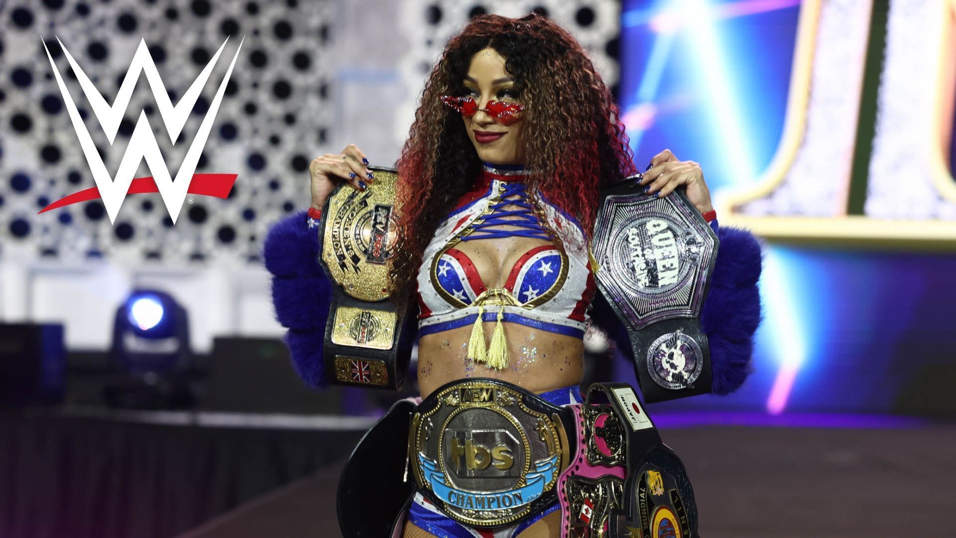 Mercedes Mon&eacute; is in possession of 9 belts [Photo: AEW Official Website]
