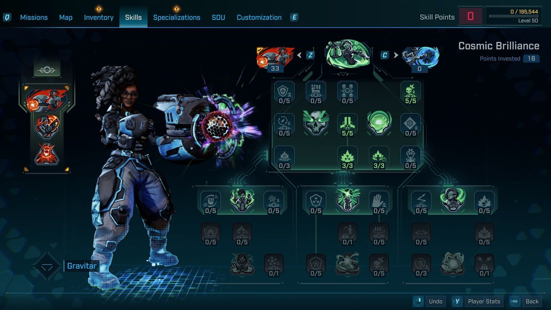 After level 30, most of the points will go into the green tree (Image via 2K)
