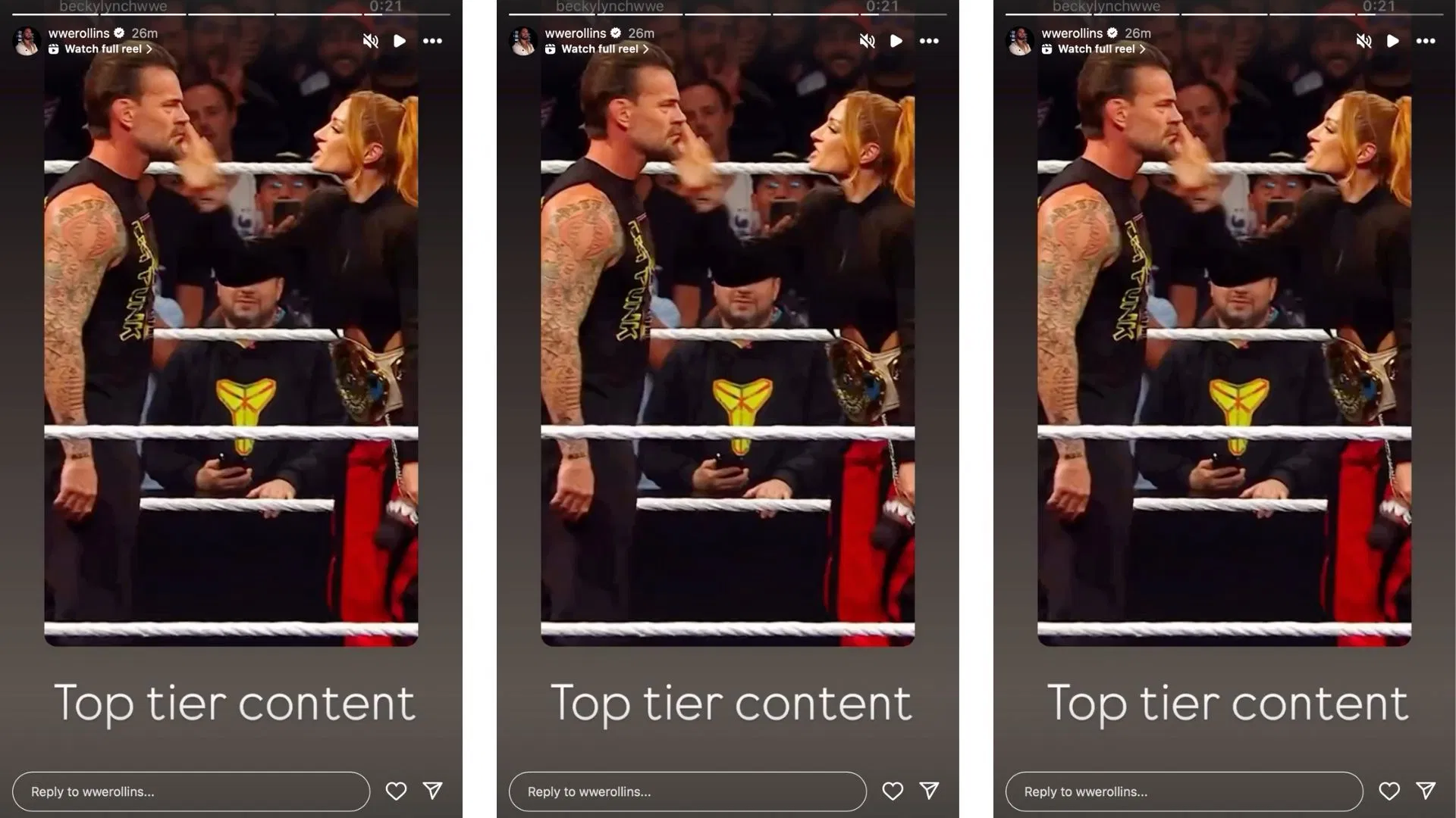 Rollins reacted to Lynch slapping Punk on Instagram. [Image credit: Becky Lynch on Instagram]