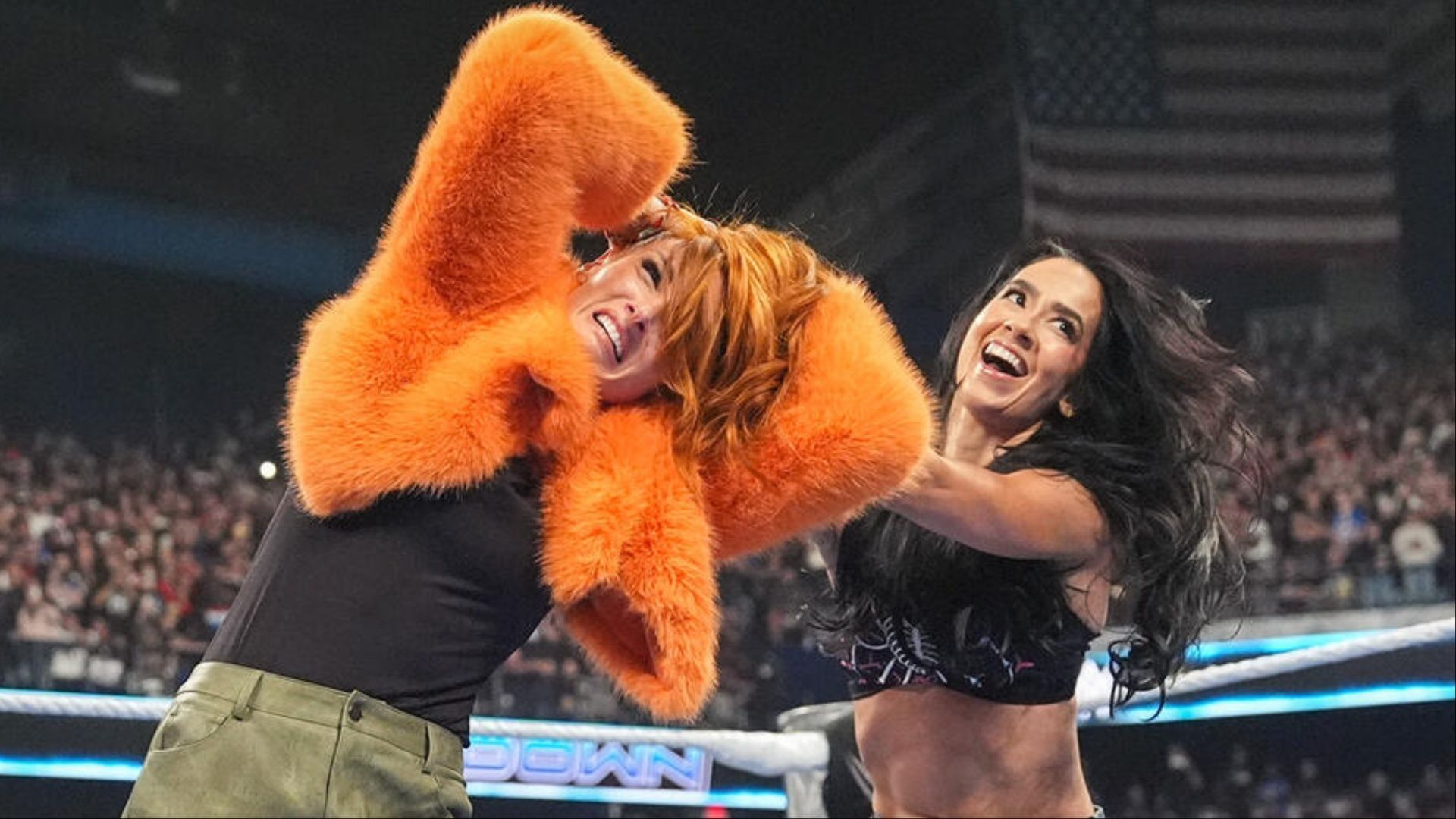 Becky Lynch and AJ Lee on WWE SmackDown. (Photo: WWE.com)