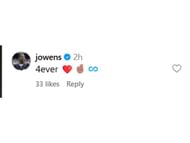 Jonathan Owens' comment on Instagram