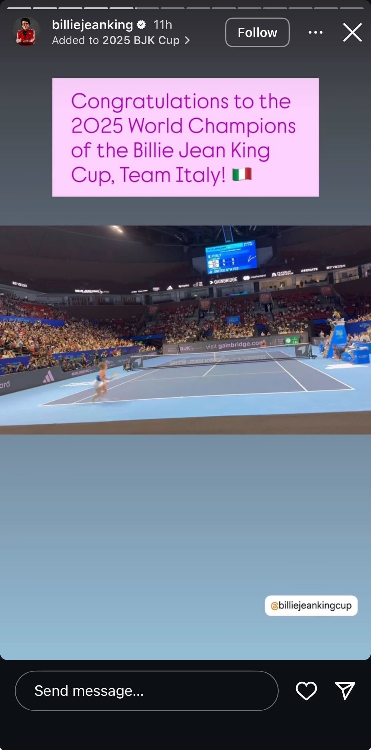 Billie Jean King&#039;s Instagram story