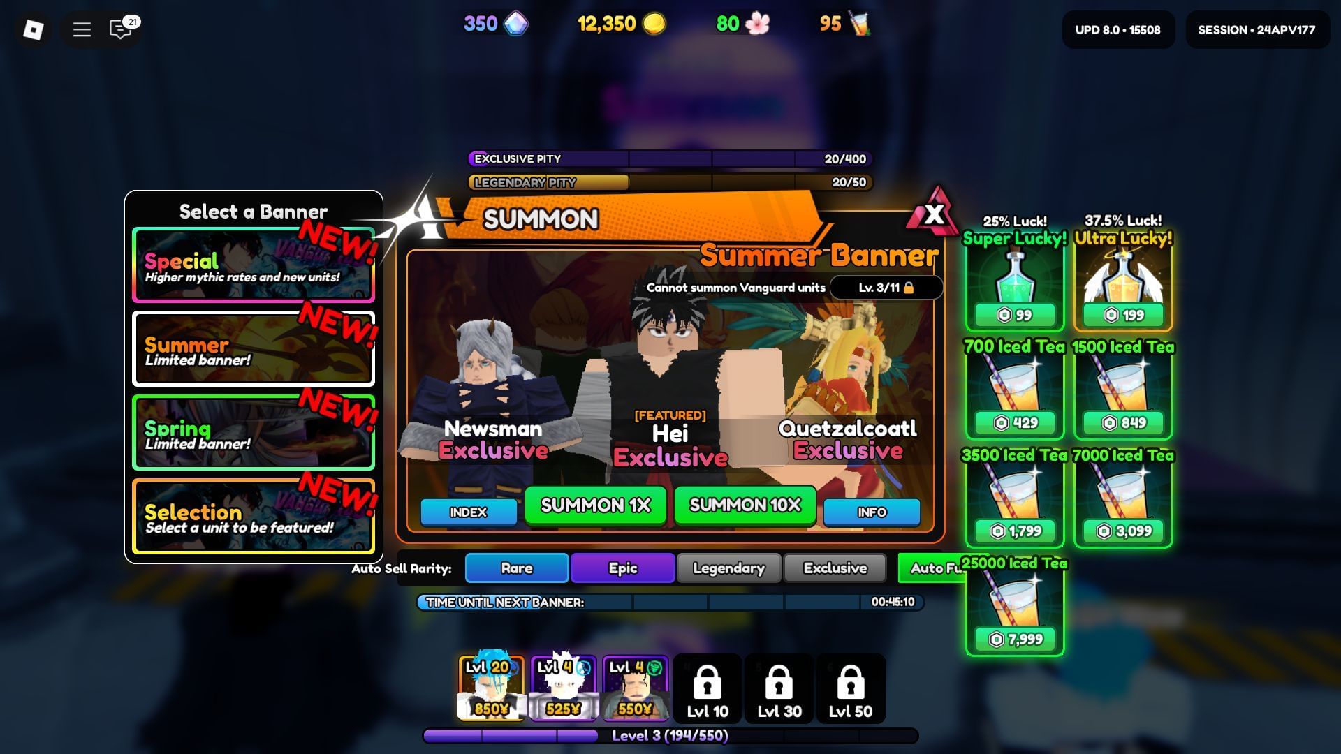 The Summon screen (Image via Roblox)