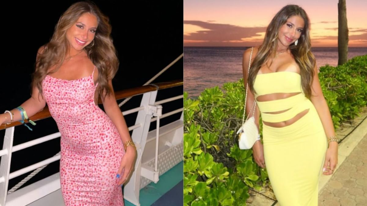 Roman Anthony's sister Lia turns up glamor in backless bubble mini dress to promote a popular e-brand