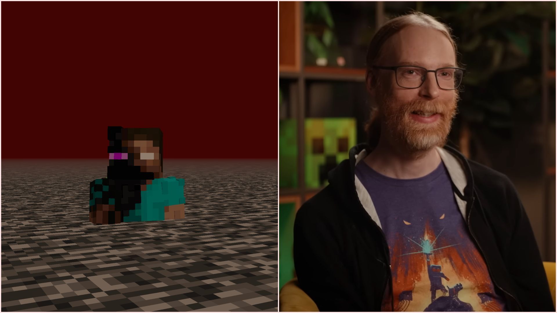 Nether roof is considered to be a bug, but is still a core part of Minecraft now (Image via Sportskeeda Gaming || Mojang Studios || YouTube/Minecraft)