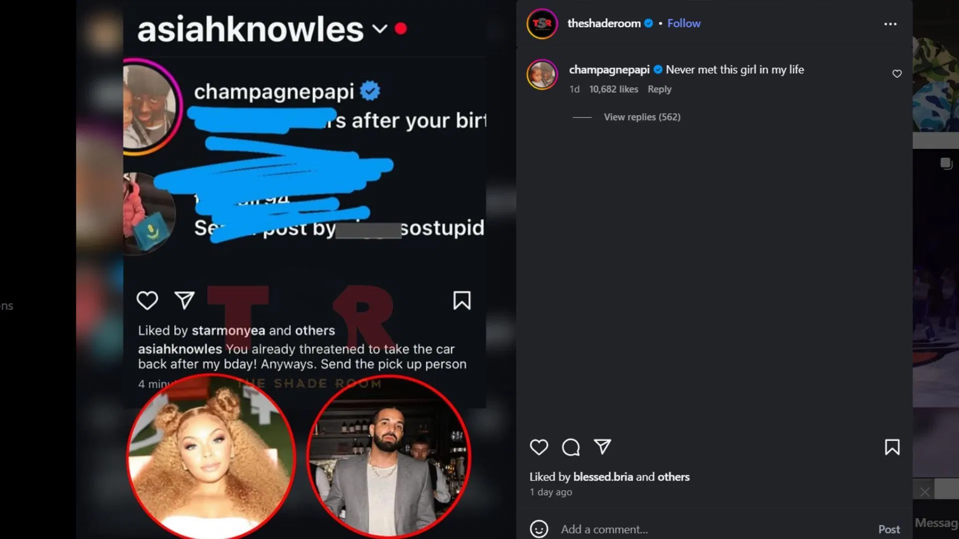 The rapper&#039;s comment under the Instagram post by The Shade Room (Image via Instagram/ @theshaderoom)
