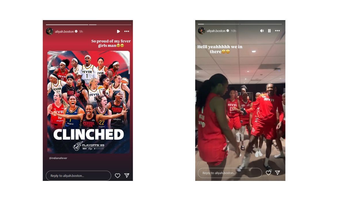 Aliyah Boston celebrating the Fever qualifying for the playoffs (Source: Aliyah Boston/IG)