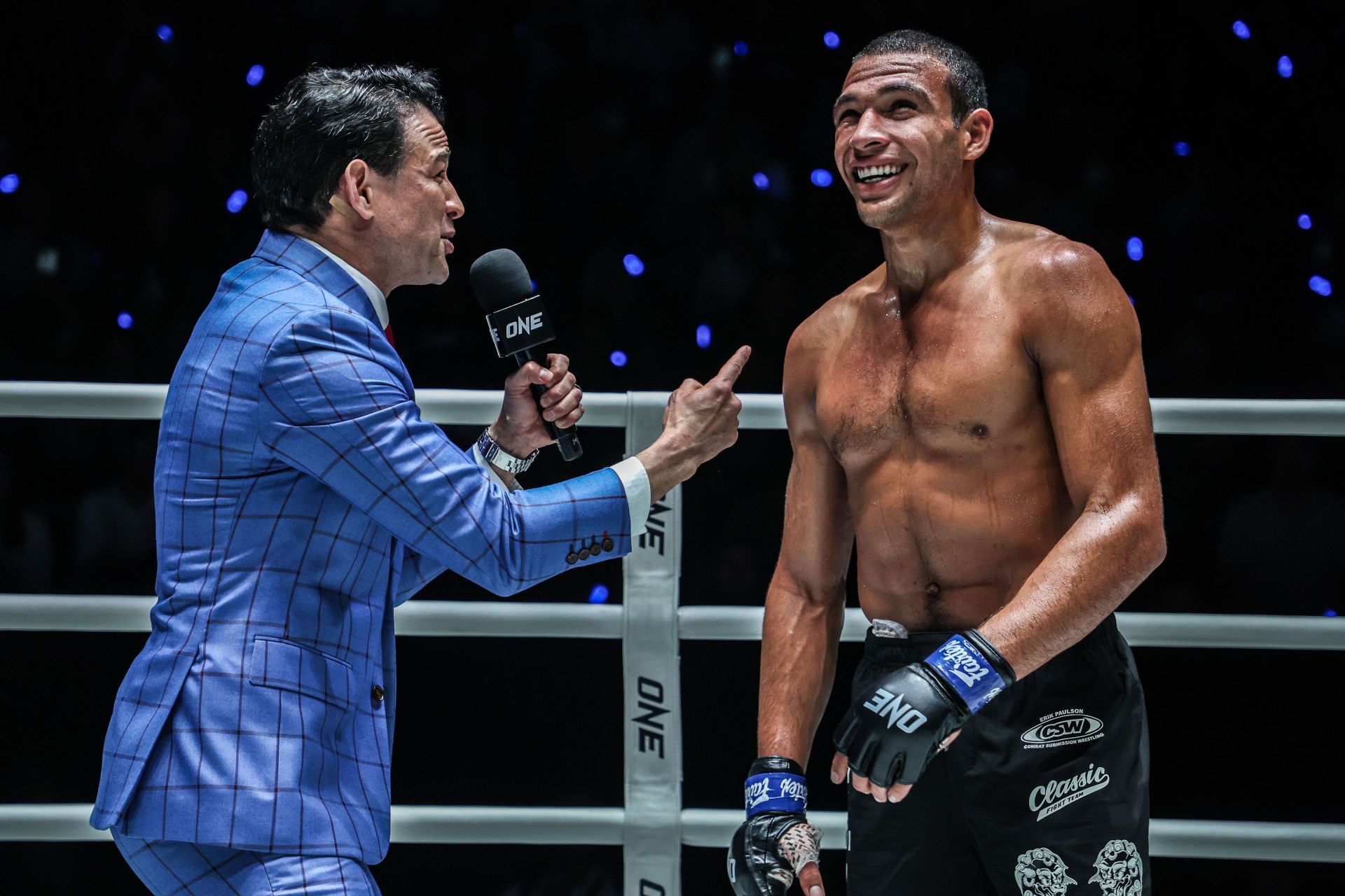 Tye Ruotolo (right) alongside Circle-side commentator Mitch Chilson. [Image: ONE Championship]