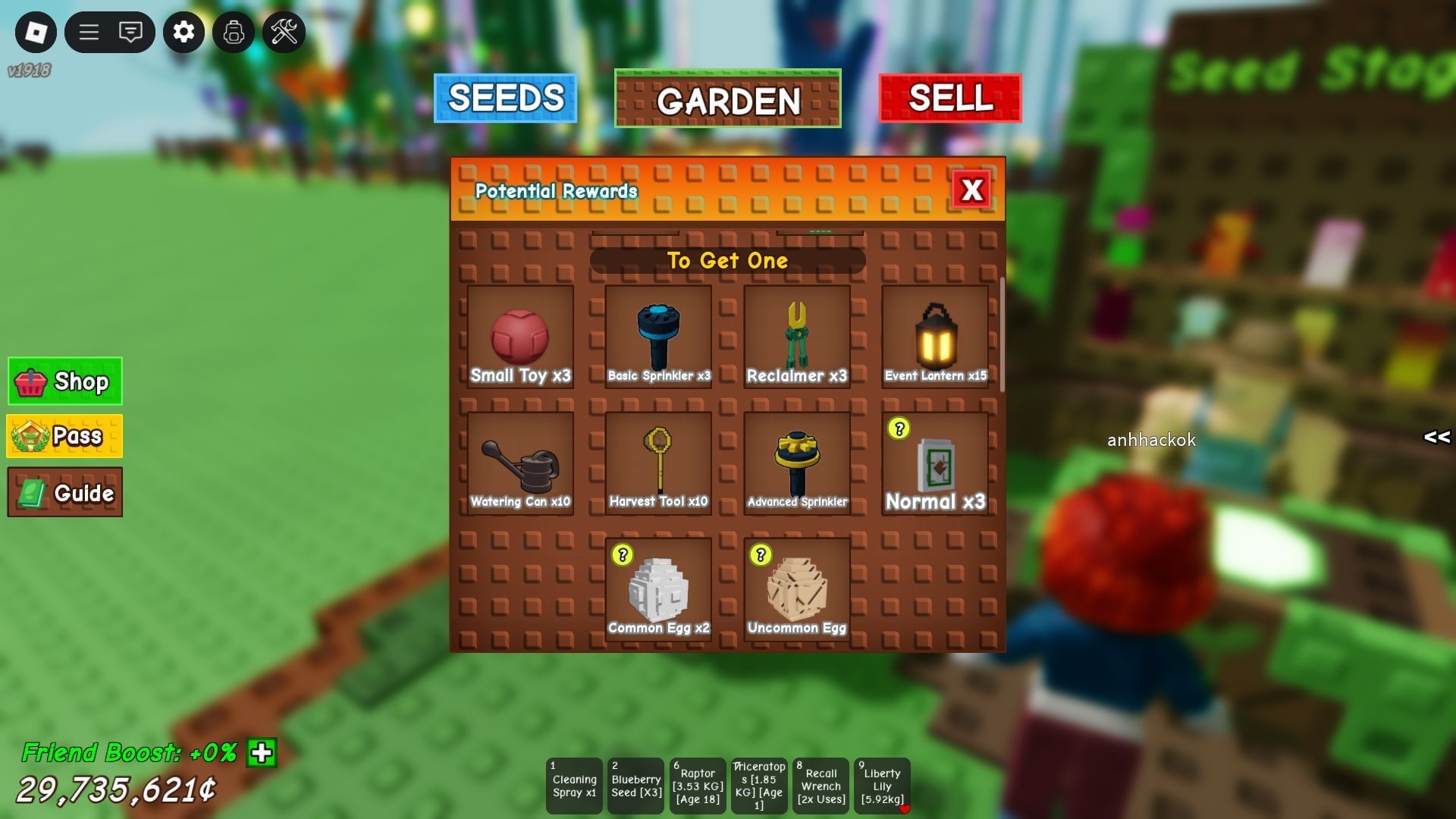 Seed Stages rewards (Image via Roblox)