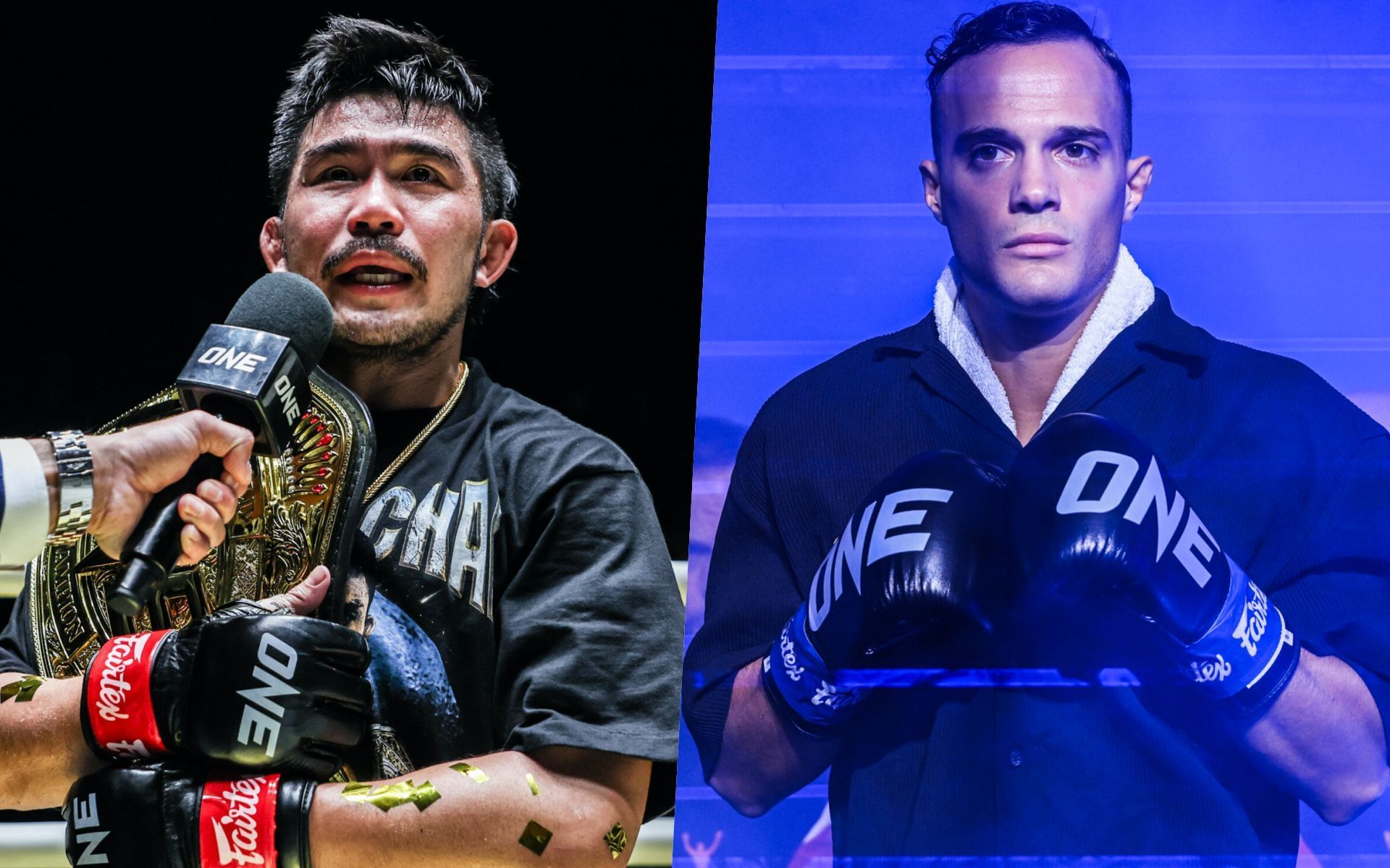  Prajanchai (L) sends message to Jonathan Di Bella (R) | Image by ONE Championship