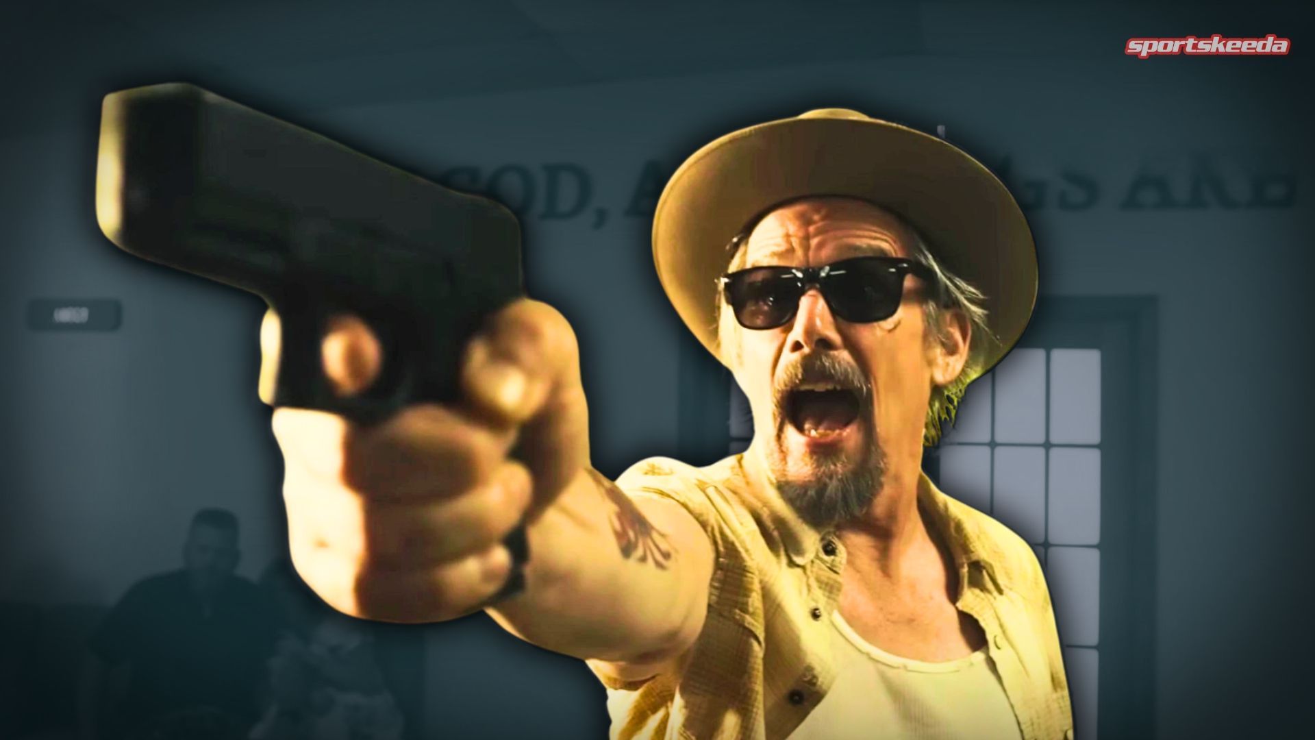 Ethan Hawke in The Lowdown season 1 (Custom Image by Sportskeeda/ Image via FX Networks)