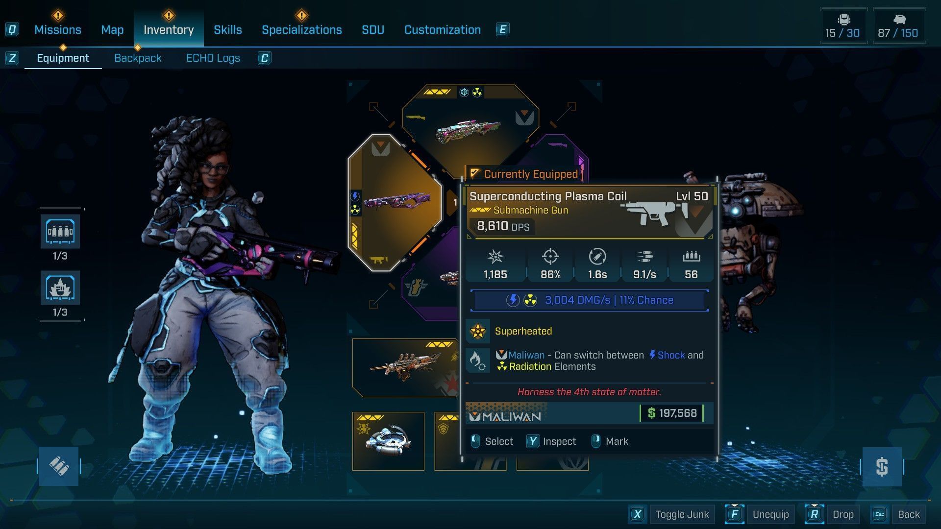 Plasma Coil stats (Image via 2K)