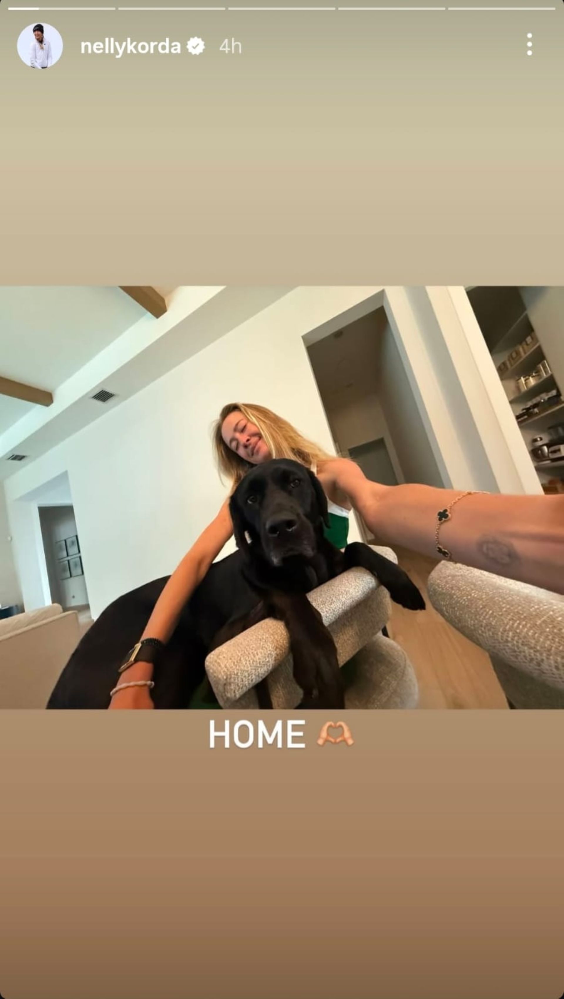 A still from Nelly Korda&#039;s Instagram story (via @nellykorda)