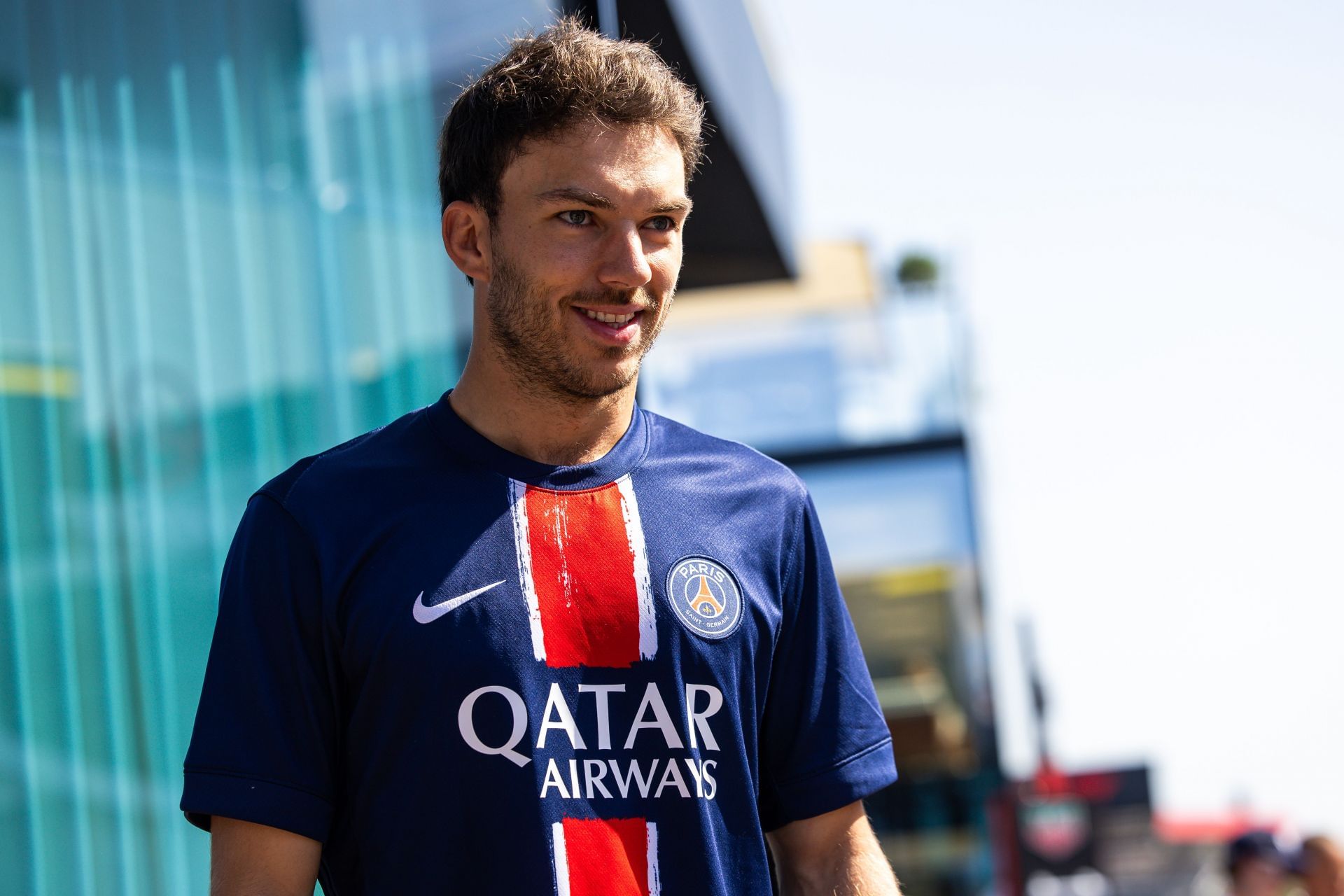 Pierre Gasly arriving at the Spanish Grand Prix in a PSG shirt - Source: Getty