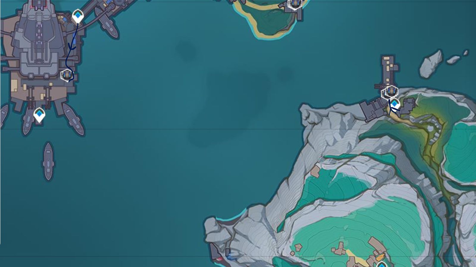 Farming route 1 for the Landcruiser enemies (Image via Sportskeeda Gaming || HoYoverse)