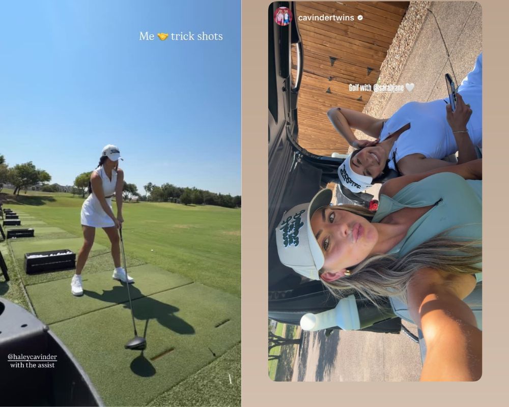 Jake Ferguson&#039;s fianc&eacute;e Haley Cavinder assists Dak Prescott&#039;s fianc&eacute;e Sarah during fun golf session together [PICS] [IG/@sarahjane]
