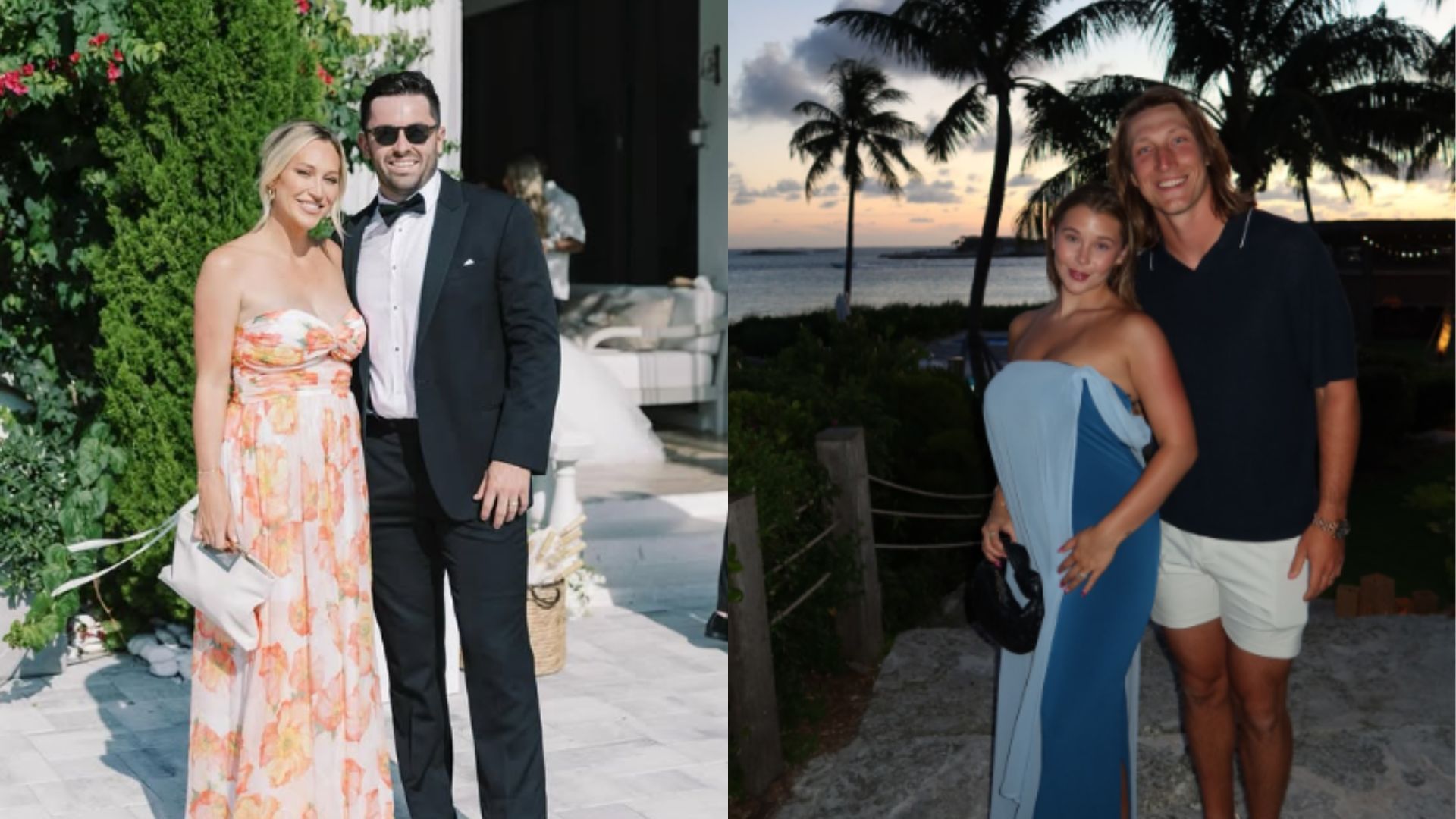 Baker Mayfield and wife Emily and Trevor Lawrence and wife Marissa were on a group trip. (Photos via Emily Mayfield
