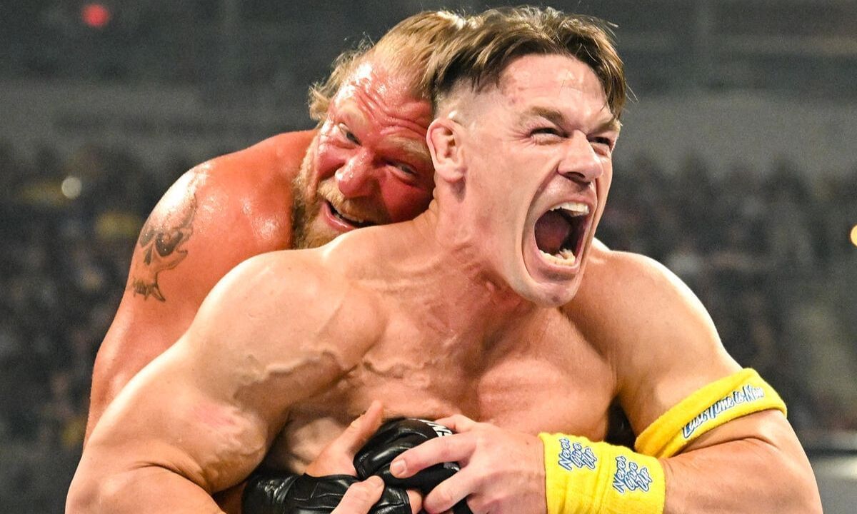 Brock Lesnar and John Cena during their match at Wrestlepalooza. [Photo credit: WWE.com]