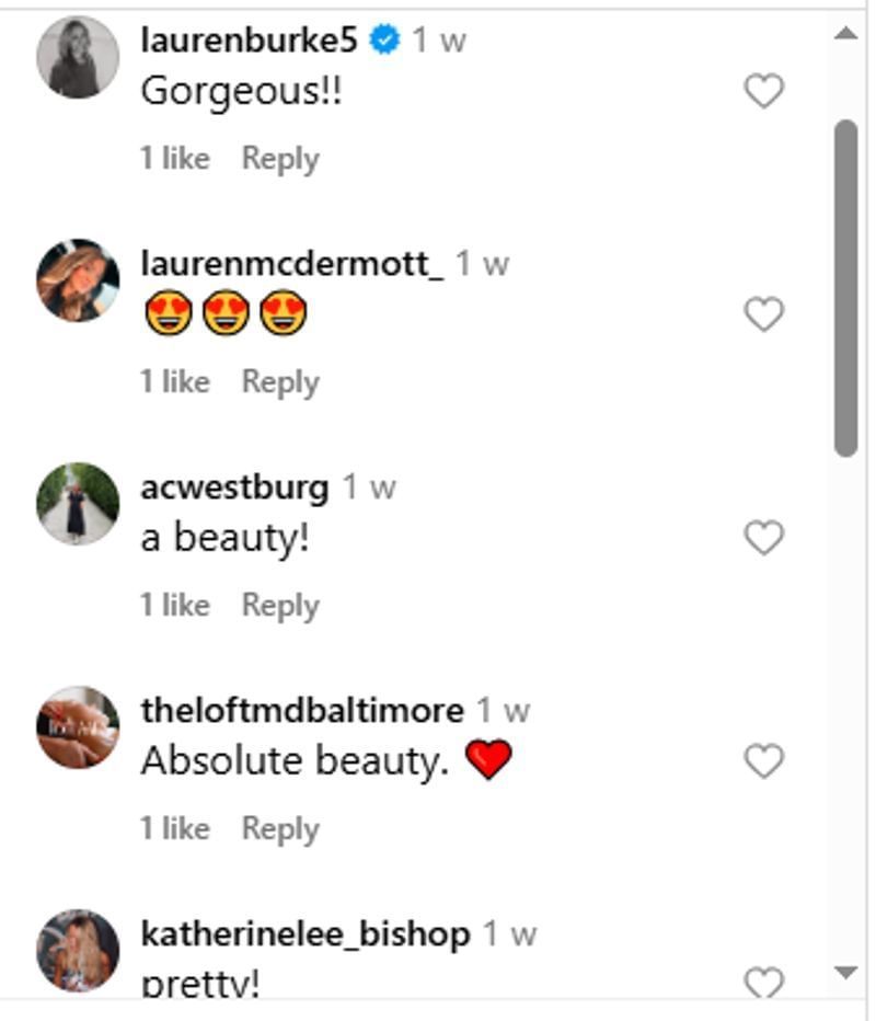 MLB wives&#039; reactions to Chloe&#039;s post. (Via Instagram)