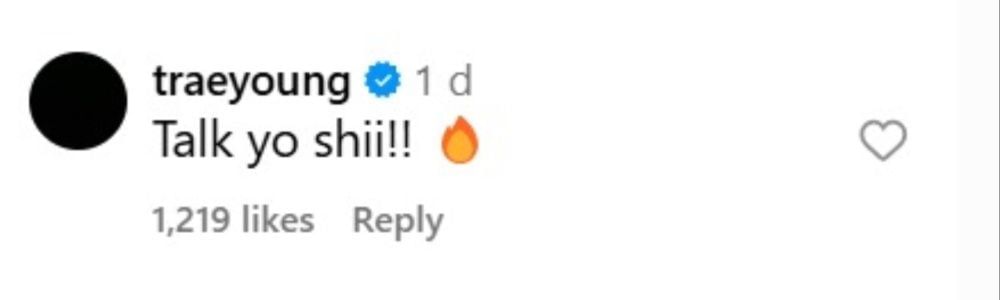Trae Young comments on Baker Mayfield&#039;s post. (Photo: @bakermayfield on IG)