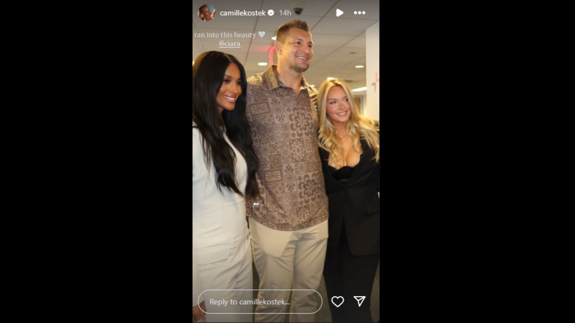 Camille Kostek and Rob Gronkowski met up with Ciara. (Photo via Camille Kostek&#039;s Instagram Story)