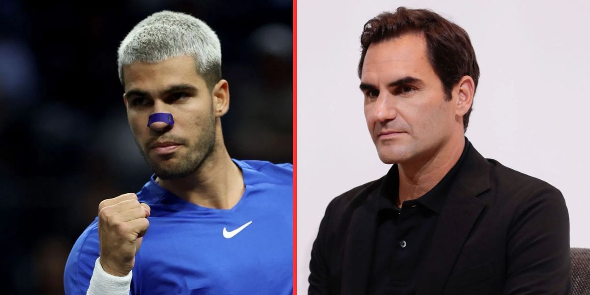 Carlos Alcaraz (left), Roger Federer (right), Sources: Getty