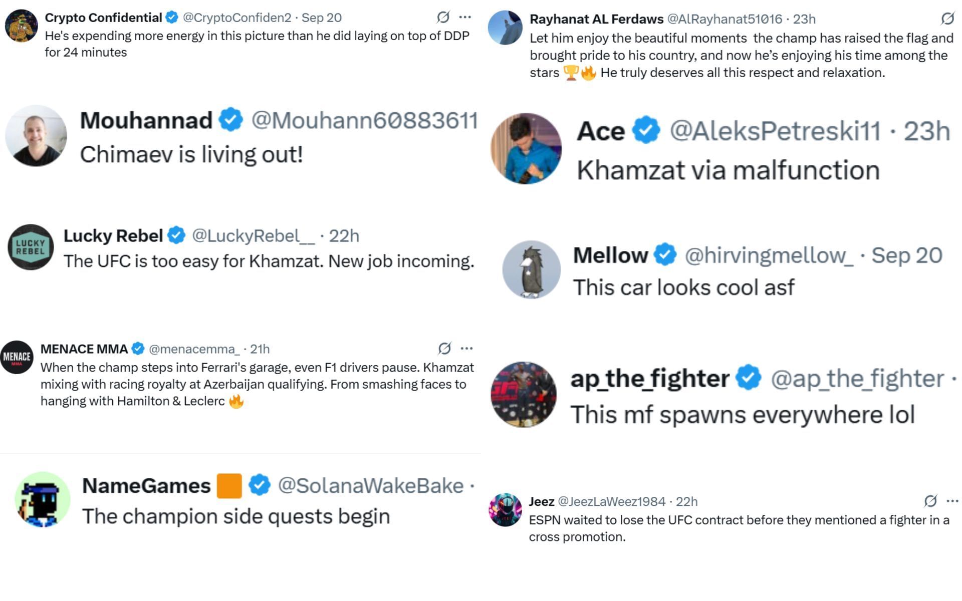 Fan reactions. [Screenshots courtesy: @espnmma on X]