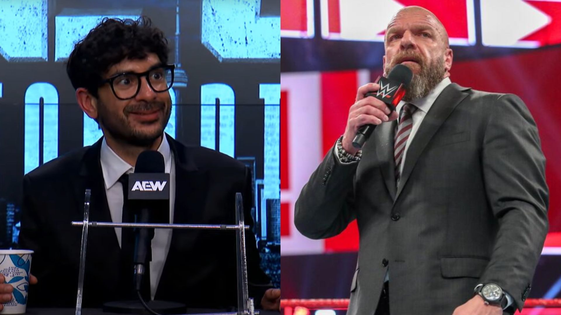 AEW CEO Tony Khan (left) / WWE Chief Content Officer Triple H (right) [Image Credits: AEW