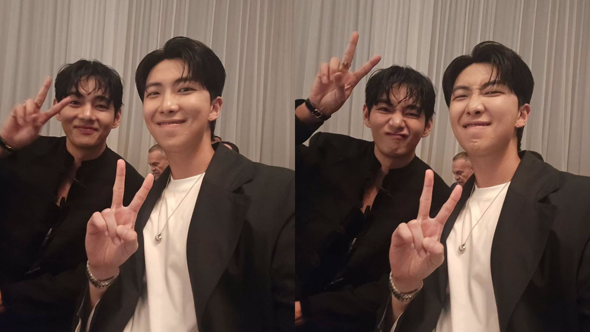 BTS&#039; V and RM (Image via Instagram/@rkive)