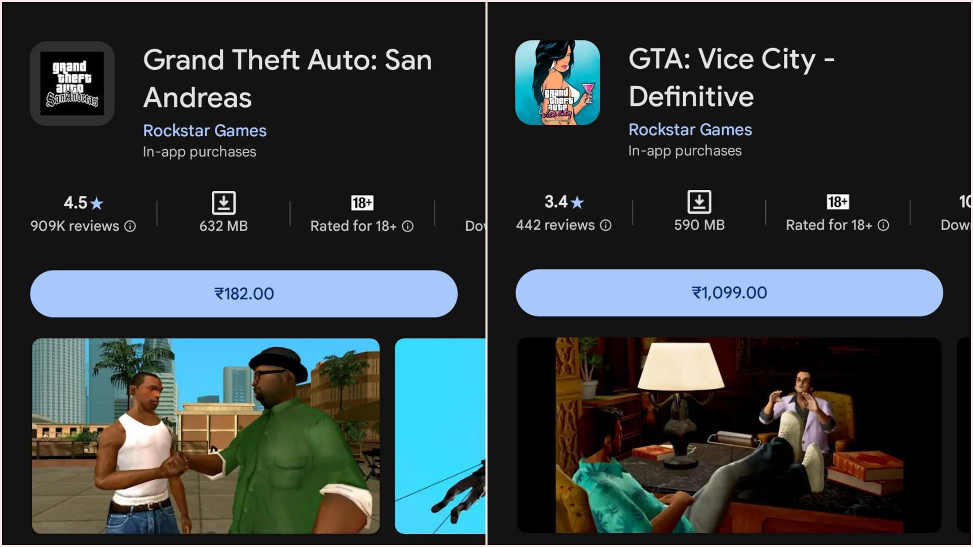 Older GTA titles already exist on smartphones (Image via Sportskeeda Gaming || Google Play Store)
