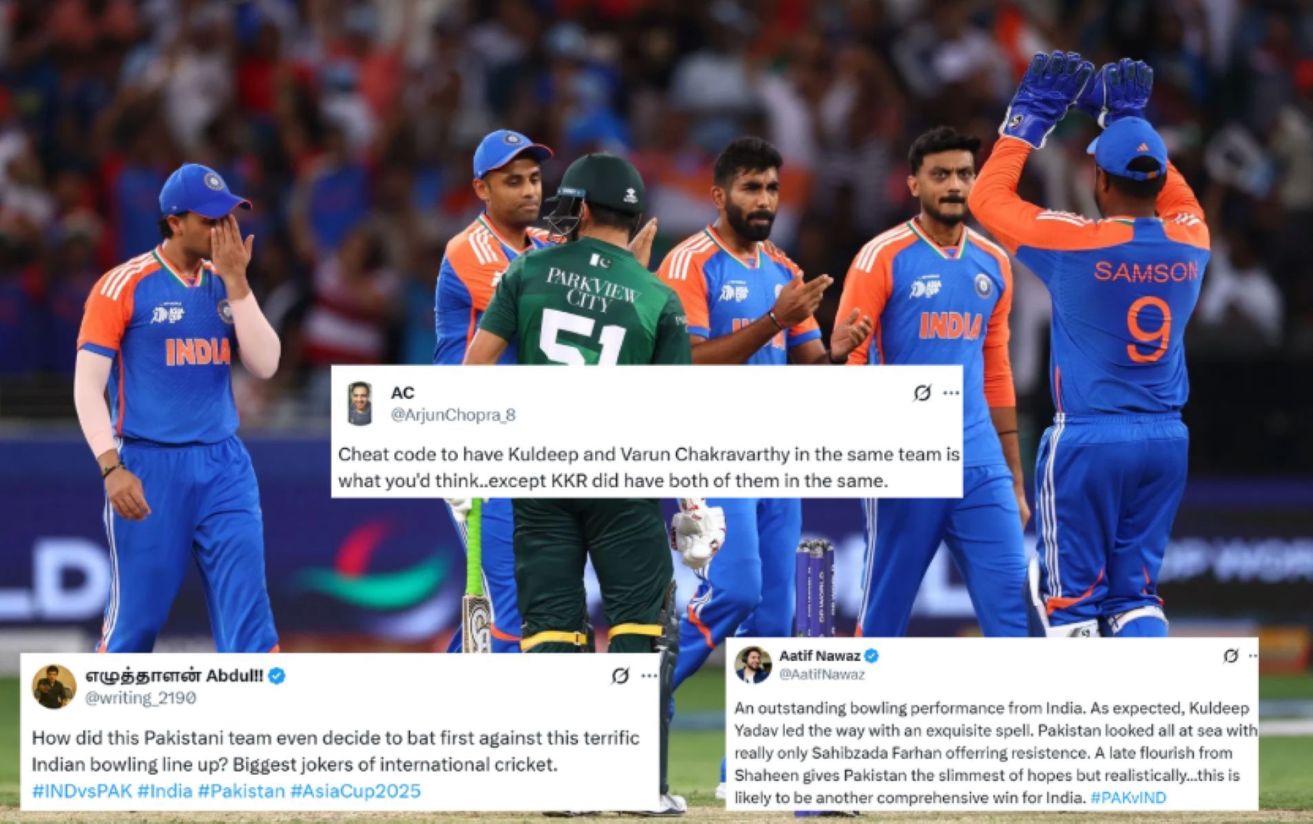 [Image credit: Getty, @AatifNawaz, @writing_2190, @ArjunChopra_8 X handles]