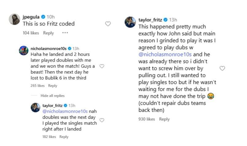 Screenshot of Nothing Major Show&#039;s Instagram post featuring athletes&#039; comments | Source: IG/nothingmajorshow