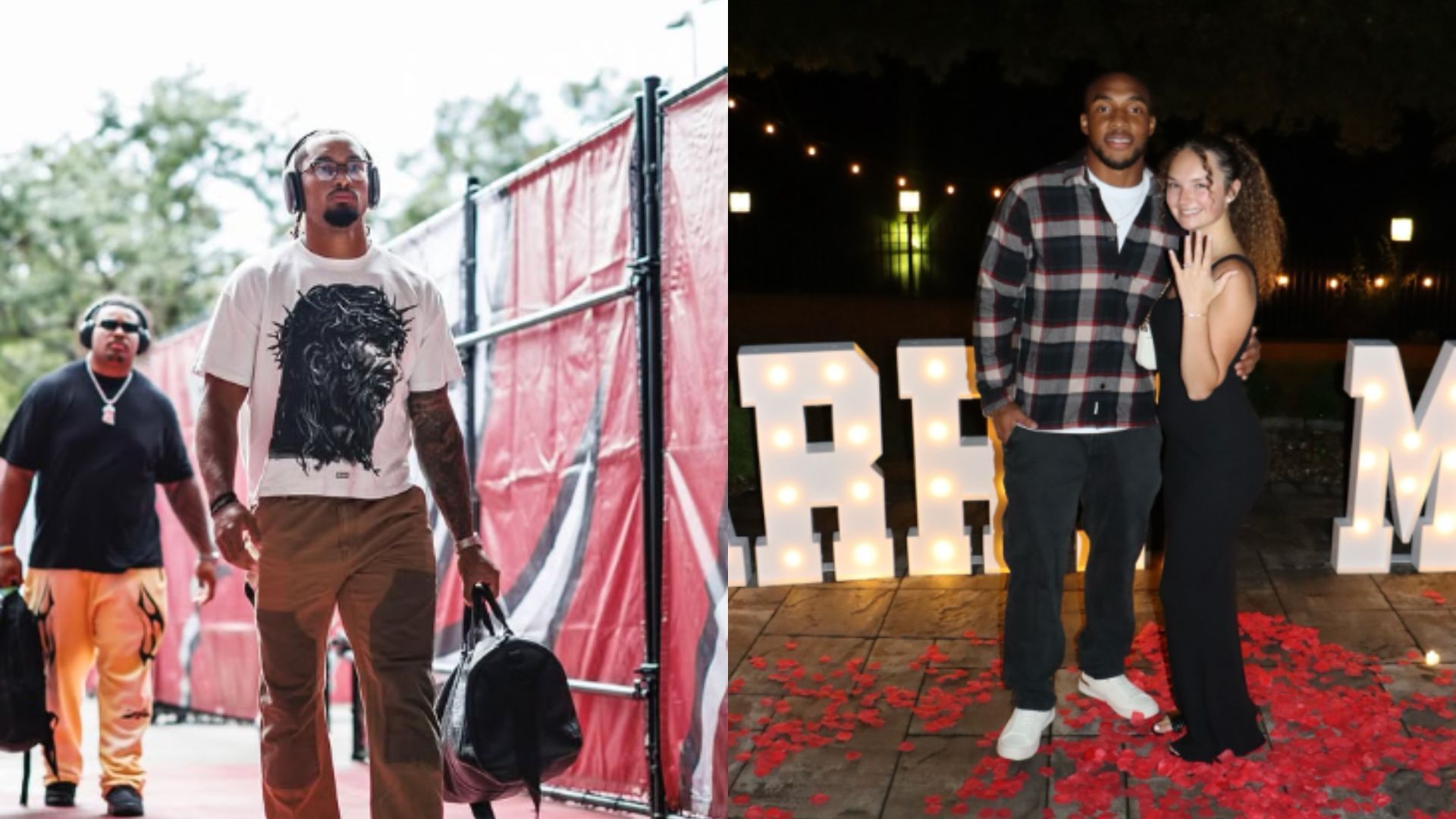 Emeka Egbuka congratulated former teammate TreVeyon Henderson on his engagement. (Photos via Emeka Egbuka