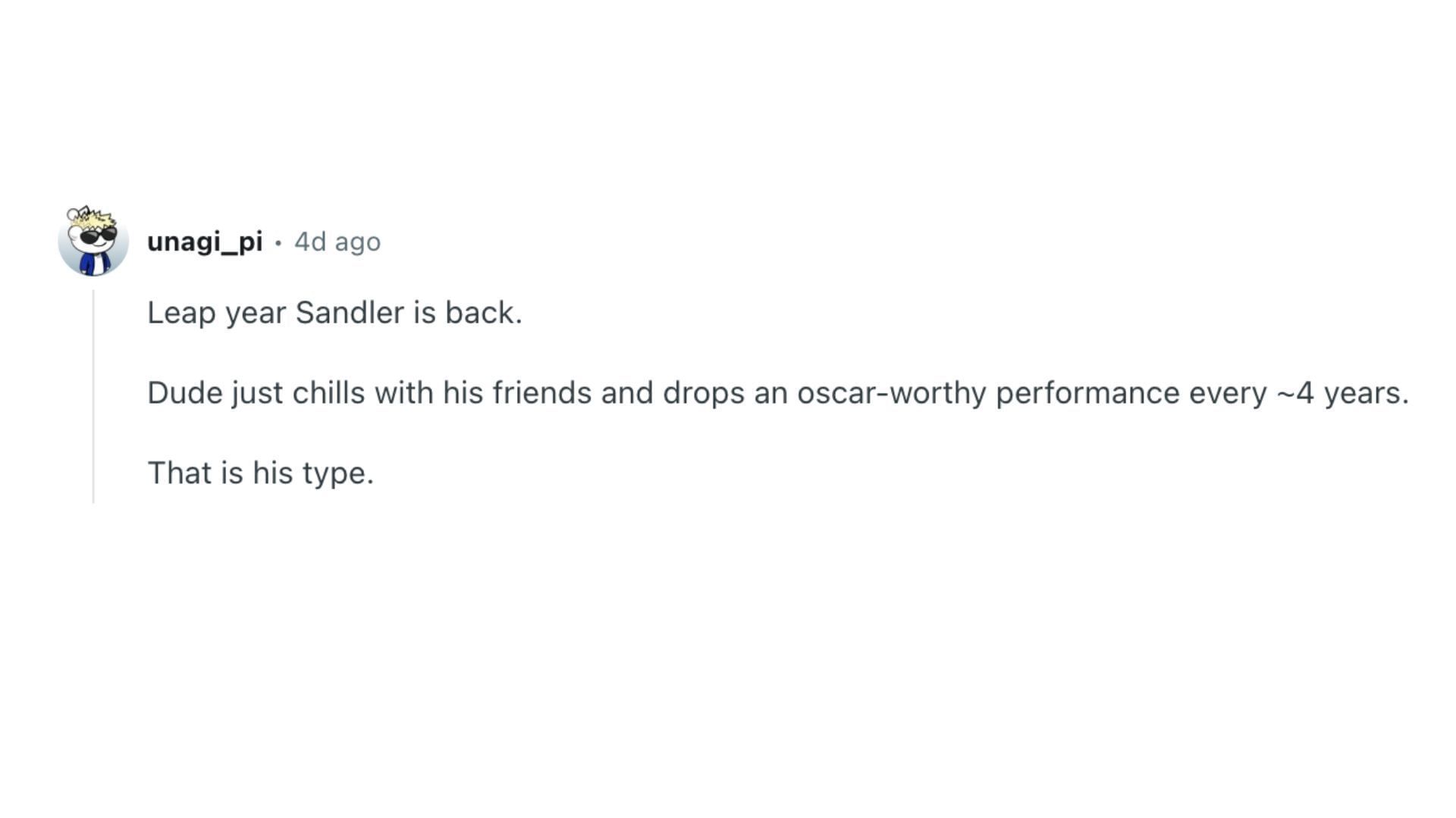 Redditors react to Adam Sandler in Jay Kelly (Image Via unagi_pi)